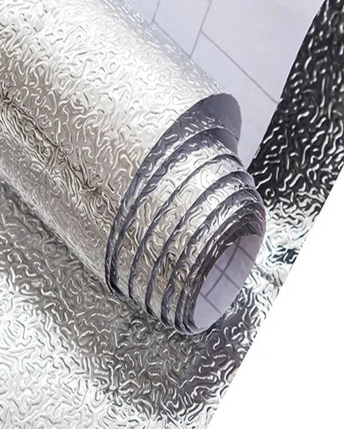 Papel de Aluminio Autoadhesivo para Cocina | Impermeable, Antigrasa y Resistente al Calor