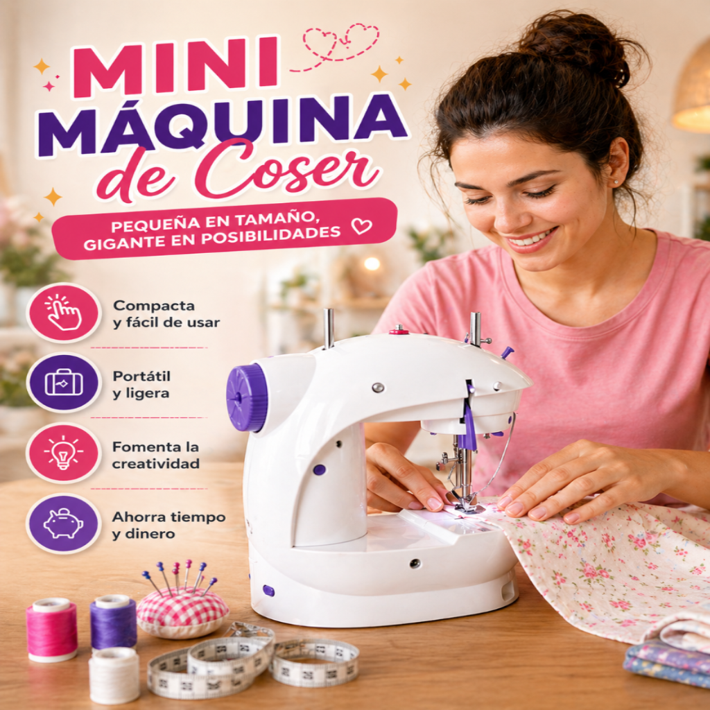 ¡Crea, Repara y Diseña en Minutos! Mini Máquina de Coser Portátil Todo en Uno ✨