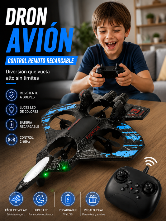 ✈️ Dron Avión con Control Remoto | Recargable