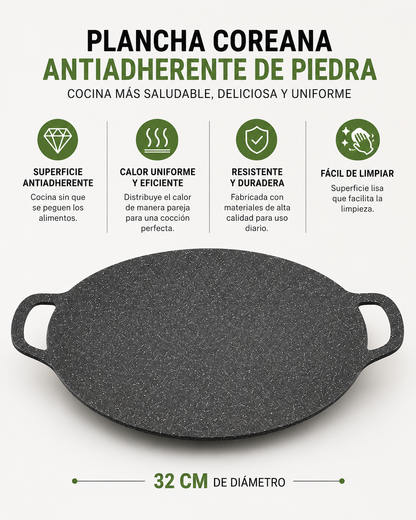 Plancha Coreana™ | Parrilla Antiadherente para Carne, Mariscos y Verduras