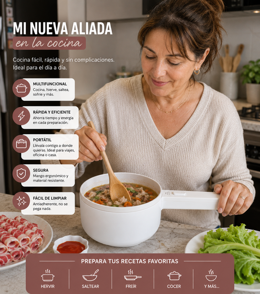 Olla Eléctrica Premium Multifuncional 2 en 1 | Hierve, Fríe y Cocina