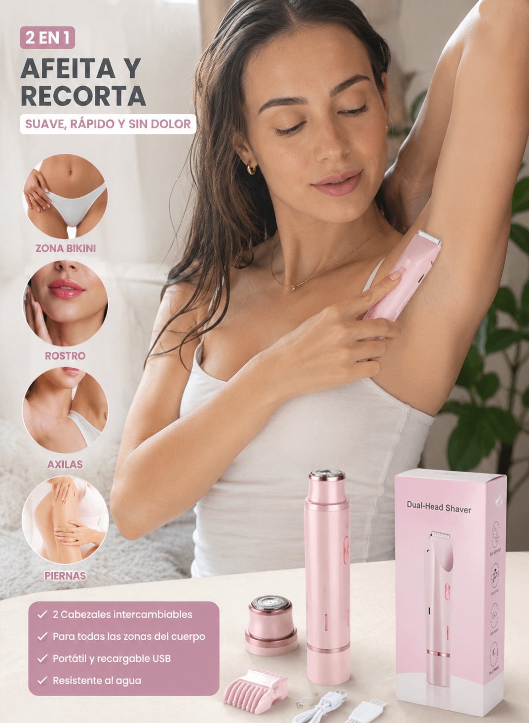 ✨ Depiladora Femenina 2 en 1 | Suave y sin dolor