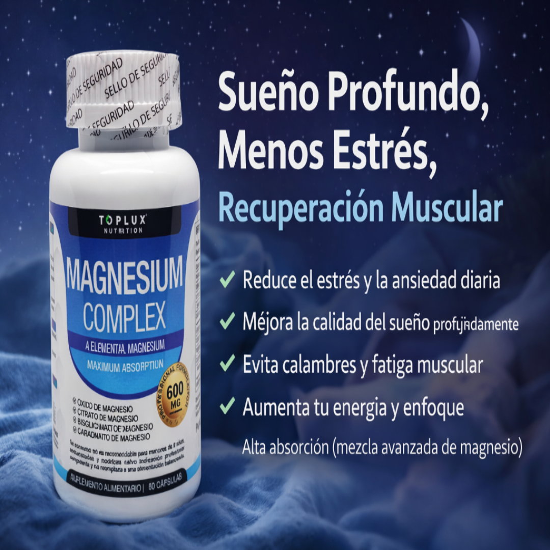 Magnesium Complex 600mg – Sueño Profundo, recuperación Muscular