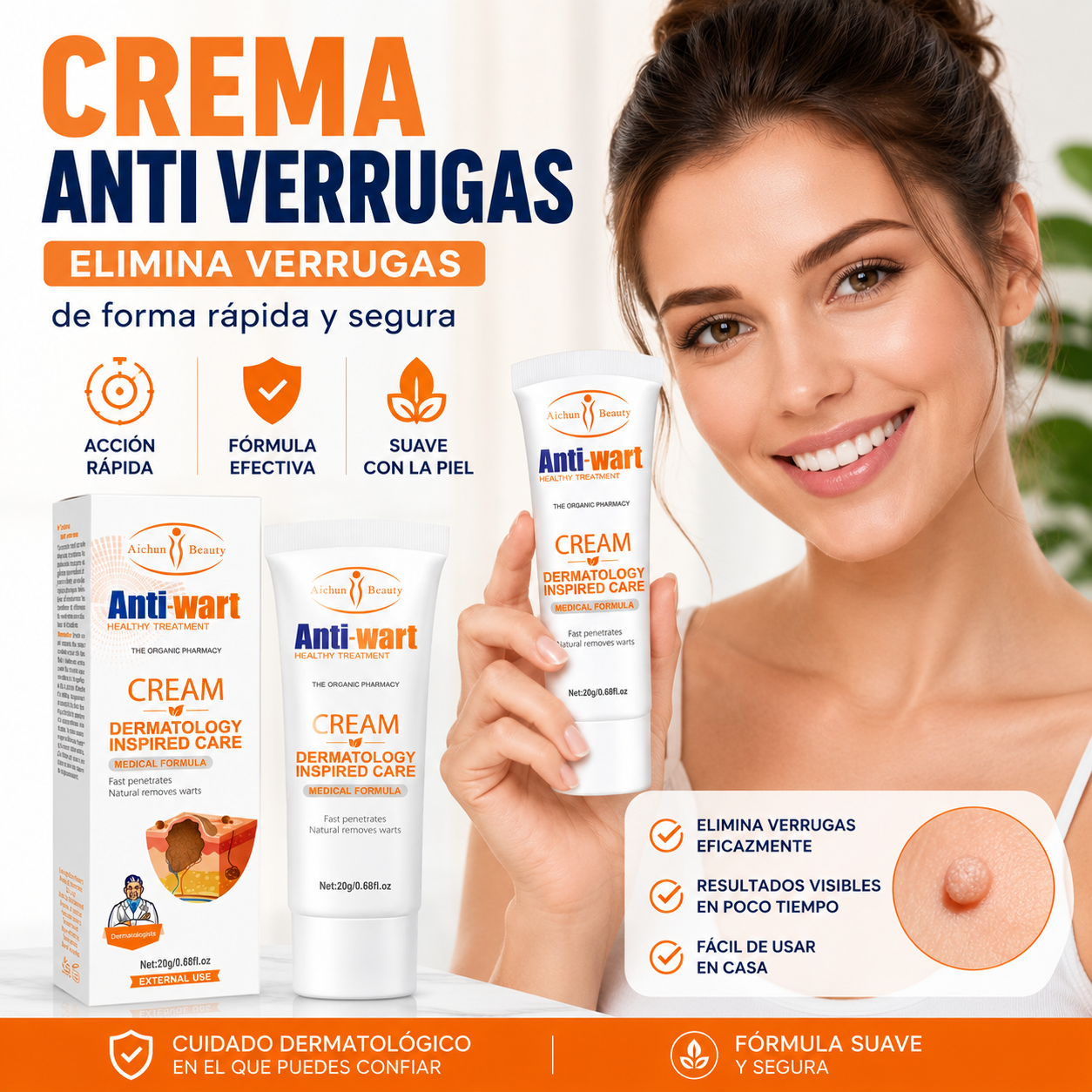 Crema Anti Verrugas Dermatológica | Elimina Verrugas de Forma Rápida y Segura