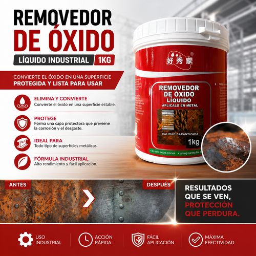 Removedor De Oxido Líquido Industrial 1kg – Convertidor y Protector de Superficies Metálicas