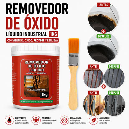 Removedor De Oxido Líquido Industrial 1kg – Convertidor y Protector de Superficies Metálicas